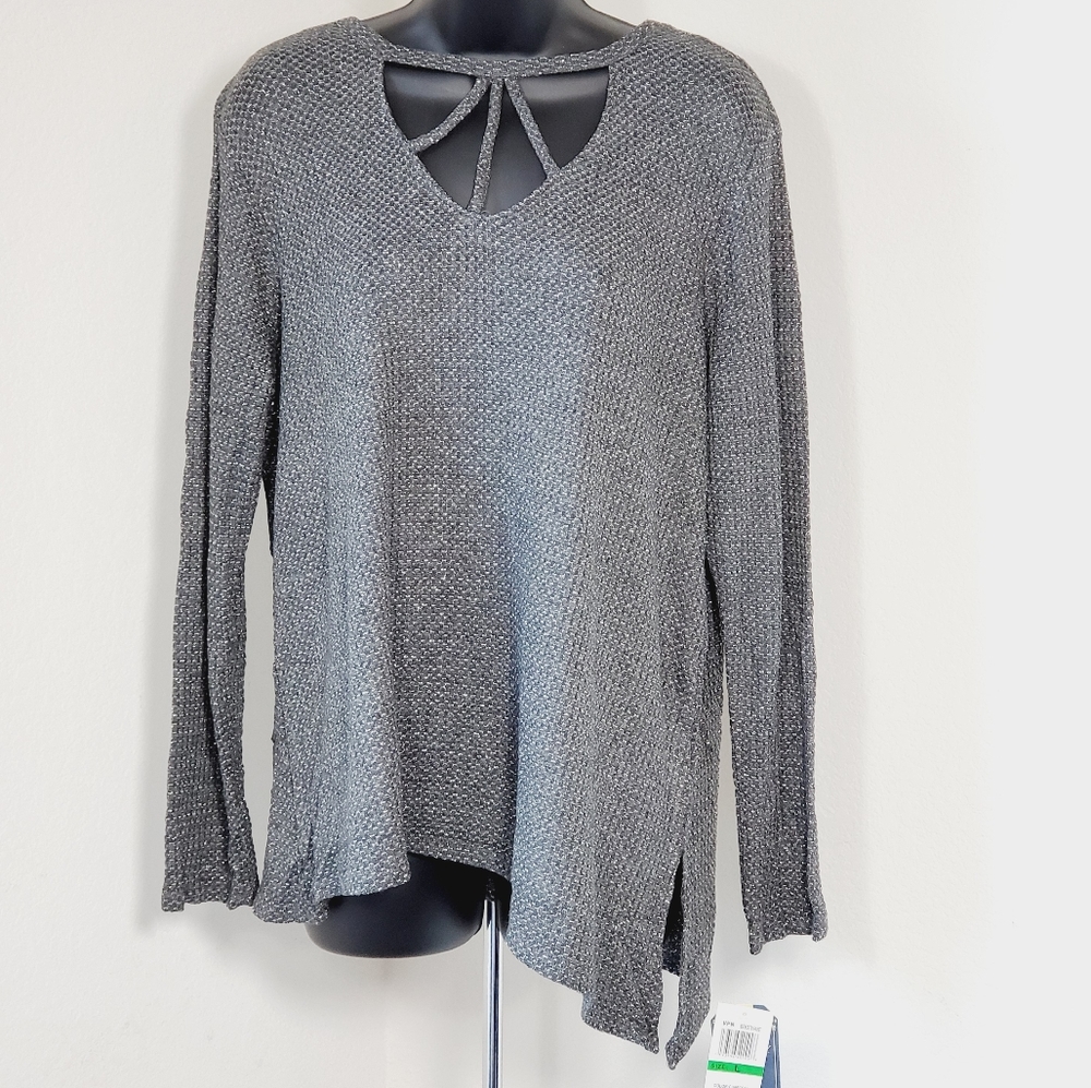 Democracy L Asymmetrical Cut Outs Metallic Grey
